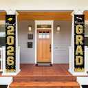 2026 Graduation Decorations, Graduation Banner Class of 2026, Hanging Congratulations/Congrats Grad Banner for Door and Porch, Party Decor - Black