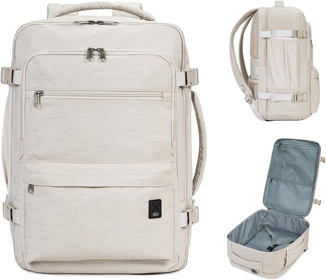 WANDF Travel Backpack For Spirit Airlines Personal Item Bag 18x14x8 with Wet Pocket, 17 Inch Laptop Backpack for Men WomenWhite