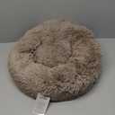 DUMOS Calming Donut Cat & Dog Bed for Small Dogs, Machine Washable Cuddle Warming Cozy Fluffy Faux Fur Plush Round Dog Bed, Anti-Anxiety Waterproof Anti-Slip Pet Bed, Brown, 20x20x8 Inches