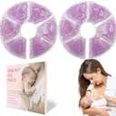 Breast Therapy Ice Packs, Hot and Cold Breast Pads, Breastfeeding Essentials Large Gel Bead Packs for Moms, 4 Pack (Purple, M)