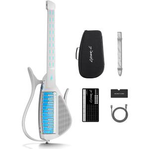 Enya CYBER-G Stringless Smart Guitar, Foldable Travel Backing Guitarra, Built-in Drum Machine & Bassline, 20 instrument Sounds for One-Man Band, App Interactive Chord Sheets For Adults & Teens(White)