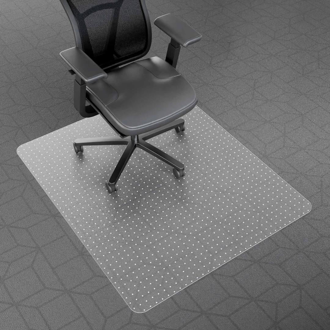 Office Chair Mat for Carpet - 48" x 40", Desk Floor Mat for Rolling Chairs, Clear Plastic Chair Mat, Easy Glide, Under Desk Carpet Protector for Home and Office Use