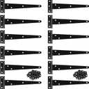 SEUNMUK 12 Pack 6 Inch T Strap Door Hinges, Barn Door Hinges with 72 Mounting Screws, Black Barn Gate Hinges for Fence, Cabinet, Shutter, Gate, Shed