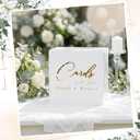 Ripeng Acrylic White Wedding Card Box with Lock Transfers Sticker Mirror Gold Acrylic Cards DIY Card Boxes for Wedding Decoration, Money Box for Bridal Baby Shower Party Reception Anniversary