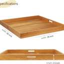 26 x 26 Inches Large Square Teak Wood Ottoman Tray with Handles, Serve Tea, Coffee Classic Wooden Decorative Serving Tray
