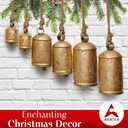 AKATVA Large Christmas Bells for Decoration  Cow Bells for Rustic Christmas Decor  Gold Bells for Christmas Decorations  Vintage Christmas Decor  Rustic Bells on Rope  Set of 6 Pieces