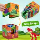 Atoylink Toddler Dinosaur Sorting and Stacking Toys with Magnetic Wooden Dinosaur Train Set, Baby Number Blocks Nesting Boxes Preschool Learning Montessori Toys for 1 2 3 Year Old Boys Girls Gift