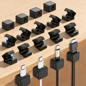 2 x Cable Management Organizer, Desktop Cord Holder & Wire Keeper with Adjustable Slots, Compact Nightstand Charging Dock Accessory for Phone Charging Cables, USB C Cords, Home Office