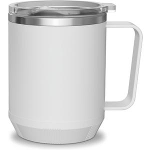 16oz Heated Coffee Mug with Flat Bottom for Rapid Heating, Stainless Steel Heated Coffee Cup Suitable for Different Coffee Mug Warmer/Heaters, Heated Mug/Cup for Home and Office Desk,White