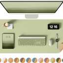 YSAGi Double-Sided Desk Pad, 31.5"x15.7" Leather Desk Mat, Eco Cork Desk Pad Protector,Large Mouse Pad,Waterproof Desk Blotter for Office/Home (Matcha Green/Cork)