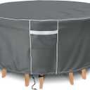 Gasadar Outdoor Round Patio Table Cover Waterproof, Round Patio Furniture Cover Outdoor for Table and Chairs,600D Heavy Duty, 72" Dia x 28" H, Grey