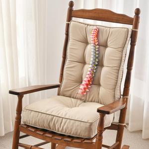 SUNROX Memory Foam Non Slip Rocking Chair Cushion, FadeShield Water Resistant Thicken Durable Tufted Pads, Set of Seat & Back Cushion with Ties for Indoor/Outdoor Rocker, 2 Piece, Burgundy