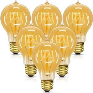 UNILAMP Edison Bulbs 40W, Vintage A19 Antique Incandescent Light, E26 Dimmable Decorative, Warm White 2700K, 110-130V, 6 Pack