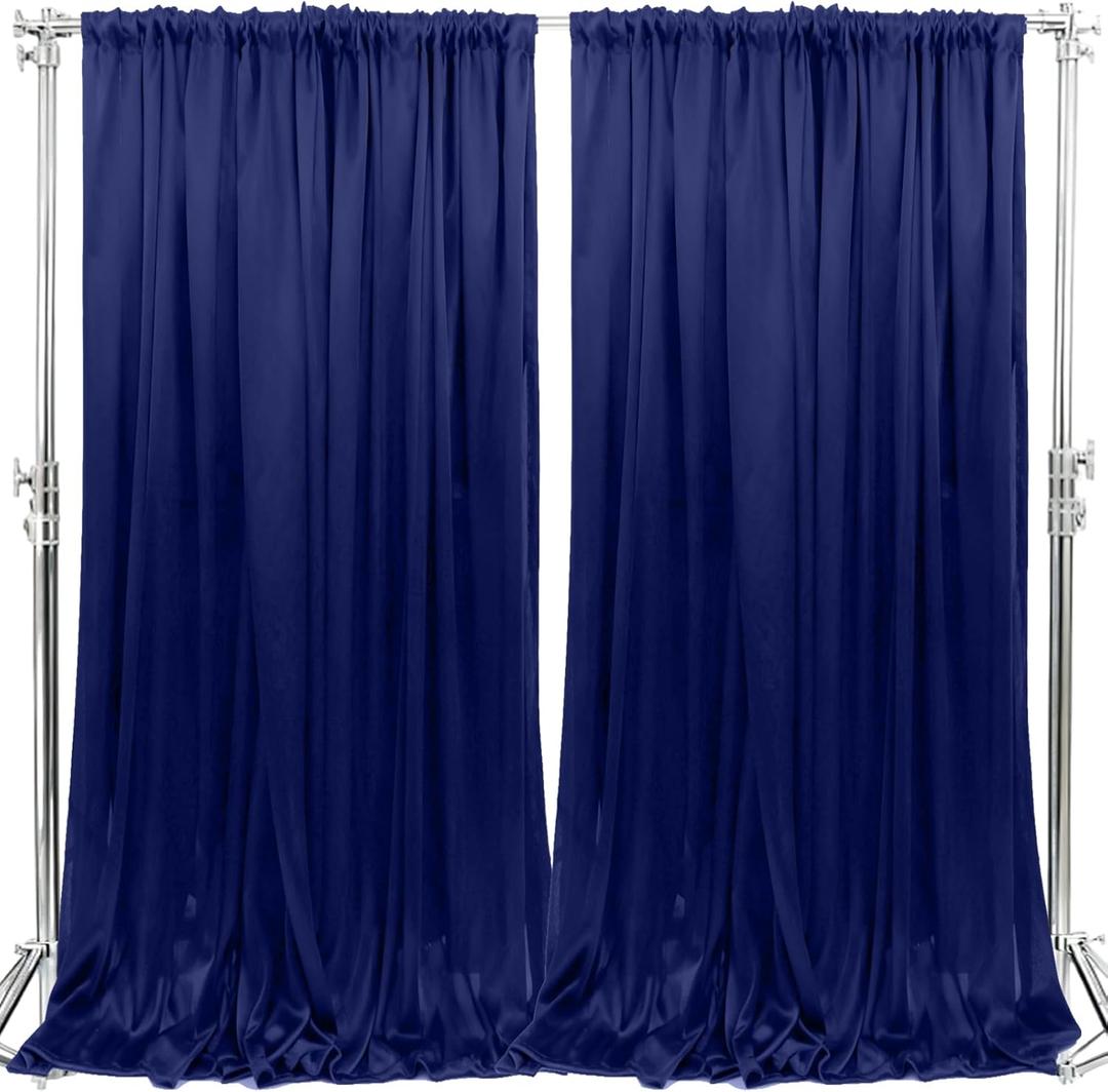10x10FT Photo Stage Backdrop 2 Panels Curtains Drapes for Photography and Party (Navy Blue)