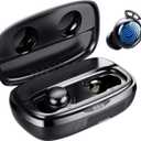 Tribit Wireless Earbuds, 110H Playtime Bluetooth 5.3 IPX8 Waterproof Touch Control True Wireless Bluetooth Earbuds with Mic Earphones in-Ear Deep Bass Built-in Mic Bluetooth Headphones, FlyBuds 3 (Small, Black)