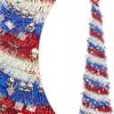 6 FT Pop Up Christmas Tree, Patriotic Collapsible Pencil Tinsel Trees for Holiday Decorations