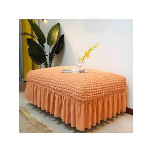 Ottoman Cover Square Seersucker, Ottoman Cover Rectangular with Skirt, Stretch Ottoman Slipcover for Living Room Bedroom