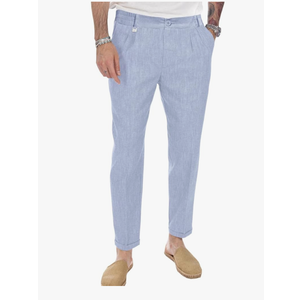 Beotyshow Mens Linen Pants Casual Elastic Waist Trousers Summer Beach Lightweight Pants, XL
