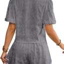 Glozeplus Women's 2 Piece Jumpsuit Floral Print Summer Half Sleeve Thin Coat Bodycon Short Pant Set Outfits (XL)