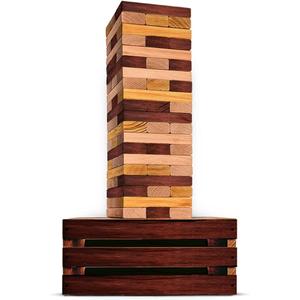 SWOOC Games - Reclaimed Giant Tower Game (Weather Resistant) 60 Blocks + Storage Crate/Outdoor Game Table | Stacks up to 5ft | Giant Outdoor Tower for Adults | Large Yard Activity | Jumbo Lawn Fun