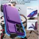 BXYJY for iPhone 16 Pro Case with Camera Cover, Built-in Credit Card Holder (4-5 Cards), Military Grade Protection, Heavy Duty Women Men Protective Wallet Phone Case for iPhone 16 Pro, Dark Purple