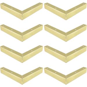 Geesatis Dresser Legs Metal Furniture Legs 1 inch / 26 mm Height for Cabinet Sofa Table Replacement Parts, with Mounting Screws, Matte Gold,8Pcs