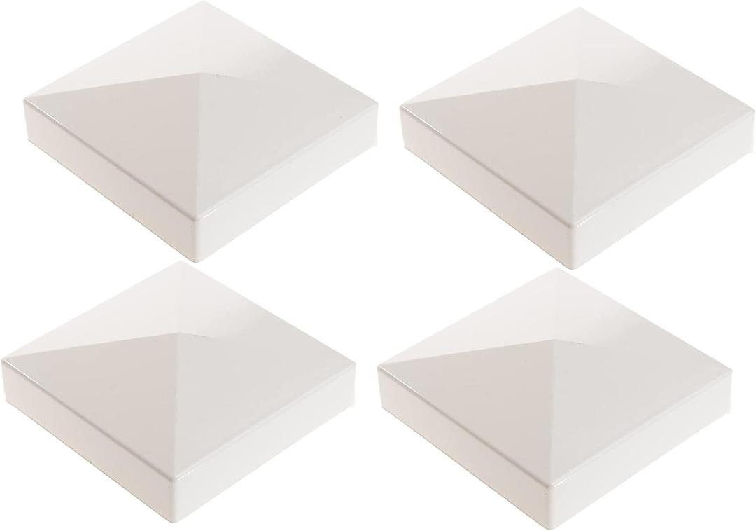 4inch Vinyl Pyramid Style Fence Post Cap 4 x 4 Vinyl Pyramid Fence Post Cap for Mailbox, Lamp Post, Deck, Dock, Piling Caps (4)