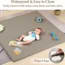 50"x50" Premium Baby Play Mat, Memory Foam with Wipe-Clean Leather Cover, Non-Slip & Machine Washable Floor Mat for Tummy Time, Crawling and Family Bonding Time, Grey