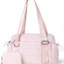 VUUDH Puffy Mini Gym Bag for Women, Carry On Multi-Pocket Water-Resistant Duffel, Lightweight Sports Bag for Fitness, Work, Travel, Daily Commute, Pink