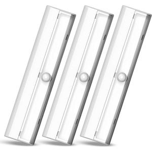 Brilliant Evolution Wireless LED Stair Lights with Motion Sensor - 3-Pack Battery Operated Night Light for Indoor Stairs, Hallways, and Closets - Stick On Motion Lights - 3000K Warm White - 7x2-Inch