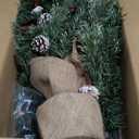 Timer - 3 ft Artificial Small Christmas Tree with 50 Warm White Lights, Mini Table top Christmas Tree, Battery Operated 100 Thick Branches Pinecones Red Berries Burlap Base Xmas Desk, Home Decor