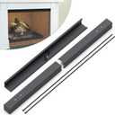 Adjustable Fireplace Curtain Rod and Valance Kit, Fireplace Curtain Rod Kit for Fireplace Mesh Screen Curtain, Easy Installation,Black