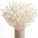 JOHOUSE 120PCS Dried Pampas Grass Decor, 17inch White Bunny Tails Dried Flowers, Bunny Tails Handpicked Bunch, Boho Flowers Home Table Decor, Wedding Decorations for Home
