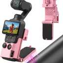 AMAZEAR Magnetic Mount Stand Compatible with DJI Osmo Pocket 4/3/Xtra Muse, Pocket4 Accessories Adapter Clamp Magnet Suction Case Holder on Desktop/Vertical Surface, 180 Adjustable Handle, Pink