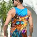 RAISEVERN Mens Tank Tops Summer Sleeveless Tee Cool Workout T-Shirts Beach Novelty Undershirts (M)