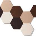 LAJAR 8 Pcs Self Adhesive Felt Bulletin Board Tiles (Large), Hexagon Color Felt Pin Board Wall Tiles for Photos, Pictures, Memos (Camel Large)