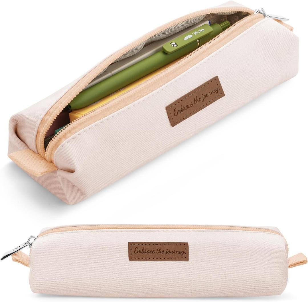 Mr. Pen- Cute Pencil Case Pouch, Beige Color, Multipurpose Canvas Bible Pencil Pouch (1 Pack)
