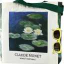 AUSVKAI Cute Canvas Tote Bag for Women, Reusable Designer Bags with Handles Pockets&Snaps for College Beach Everyday Grocery Lotus