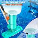 Portable Pool Vacuum for Above Ground/Inground Pool, Pool Cleaner Vacuum with 3 Scrub Brushes, Pool Leaf Vacuum & Nylon Mesh Net, Pool Cleaners for Swimming Spa Fountain Pond Hot Tub, Pure Green