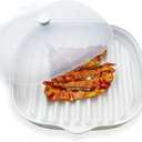 Microwave Bacon Cooker Tray, Microwavable Bacon Grill with Splatter Lid, Make Crispy in Minutes, Length:9inch (White)