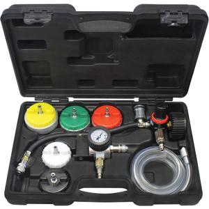 Mastercool 43306 HeavyDuty Cooling System Pressure Test & Refill Kit ShopAir Leak Tester and Vacuum Fill Tool with Vacuum Attachments & HeavyDuty Adapters U.S. Quality and Support