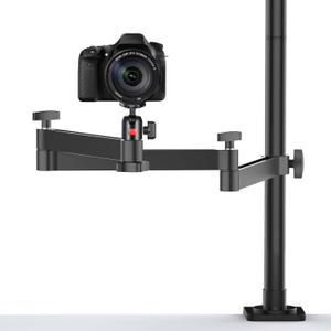 ULANZI Camera Desk Mount Stand with Flexible Arm, Overhead Mount, Articulated Arm with 360 Rotatable Ball Head, Aluminum Desk Mounting Stand for Ring Light/DSLR Camera/Webcam/Panel Light
