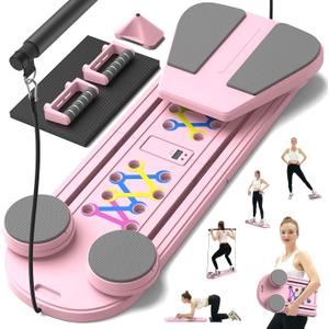 Pilates Board,Foldable Pilates Reformer Sets with Timer,Multifunctional Abdominal Pilates Board for Home Workout Equipment,Portable Ab Board Trainer Pilates Exercise Machine, Pilates Board for Women