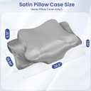 Satin Pillowcase for Cervical Pillows, (Cover Only) Fit for Orthopedic Neck Support Pillow, Silky Smooth Pillowcase Cover with Zipper Closure (Gray)