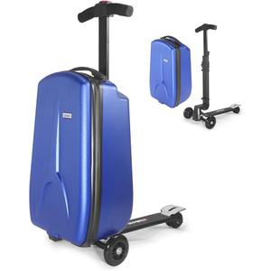 Iubest Scooter Luggage Carry On Scooter Suitcase for Kids Age 4-15, Detachable & Foldable 4 in 1 Kids Suitcase, Multifunctional Ride On Travel Trolley Scooter Combo-Blue