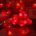 3 Pack Valentine LED Rose Flower String Lights Operated 6.6 ft Rose Flower Fairy Lights 6 cm Diameter Flowers for Mother's Day Holiday Wedding Decoration Home Birthday Party(Red)