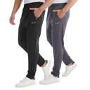 clothin Men's Athletic Pants with Zipper Pockets Running Sweatpants for Jogging Workout Training Lounge Casual Sport(Navy Blue/Dusty Blue L)