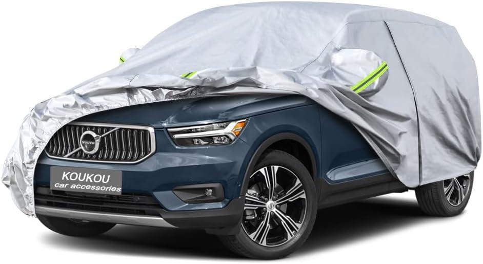 Koukou 6 Layers Car Cover Custom Fit Volvo XC40 from 2018 to 2025, Waterproof All Weather for Automobiles, Sun Rain Dust Snow Protection. (Ships from US Warehouse, Arrive Within 3-7 Days) (Silver)