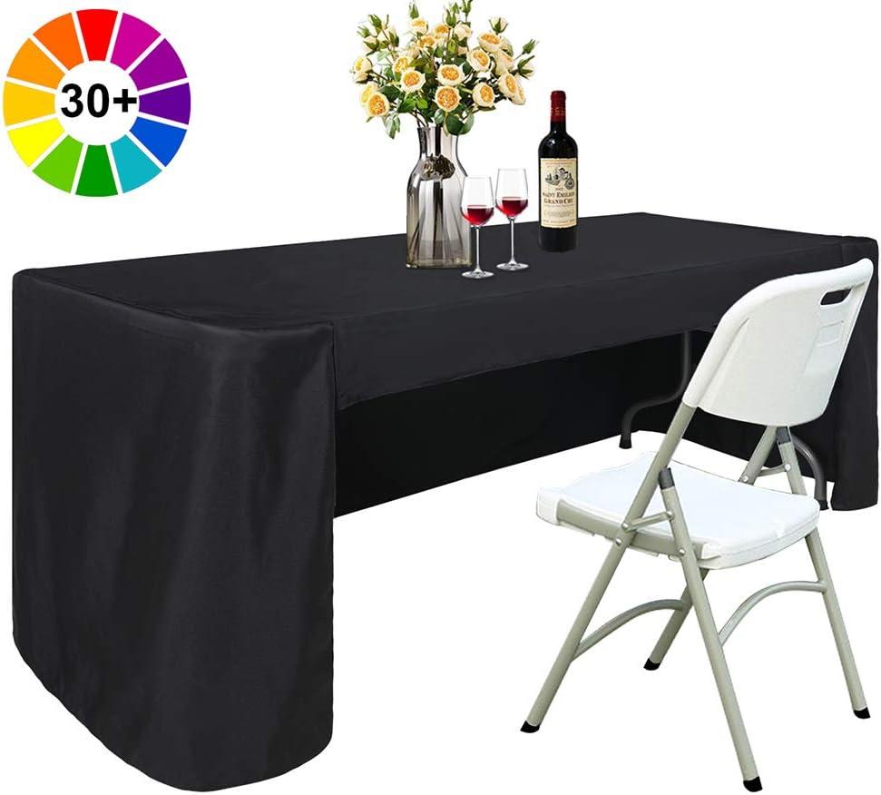 ABCCANOPY 6 FT Rectangle Tablecloth Table Cover for Rectangular Tables Washable Polyester Banquet Buffet Parties Holiday Dinner Wedding Meeting Black, 72" x 30"