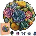 Wooden Puzzles for Adults, Succulent Jigsaw Puzzles, Unique Plants Adult Puzzles, Irregular Creative Gift for Family Game, Christmas Birthday Gifts Home Decor